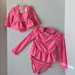 Cat & Jack Girls pink flamingo swim sets